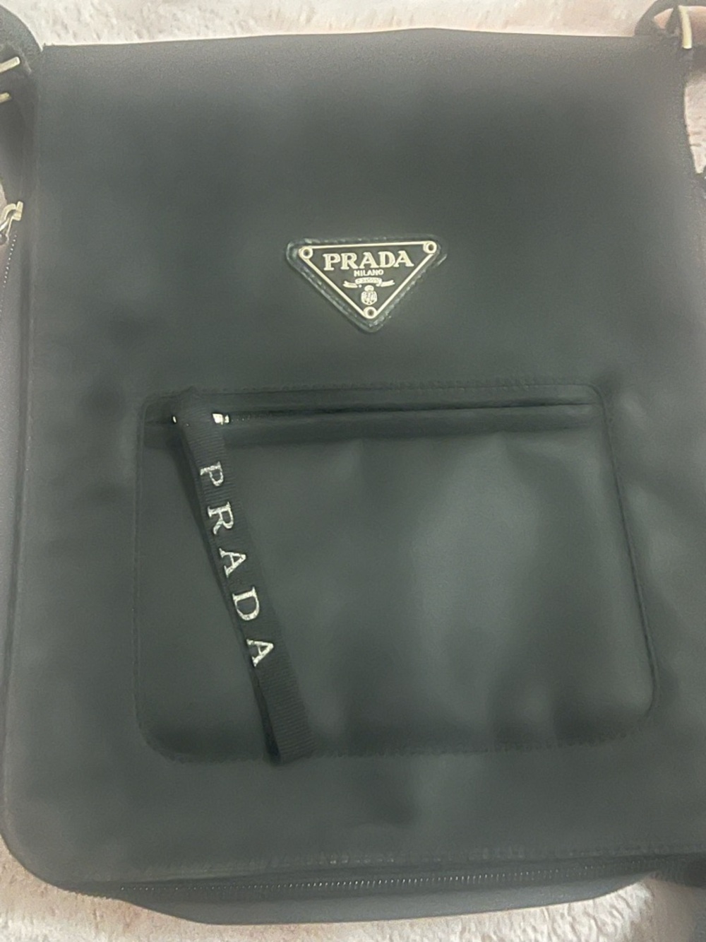 Prada Black Nylon Messenger Bag with Triangle Logo Crossbody Saffiano - Picture 7 of 7
